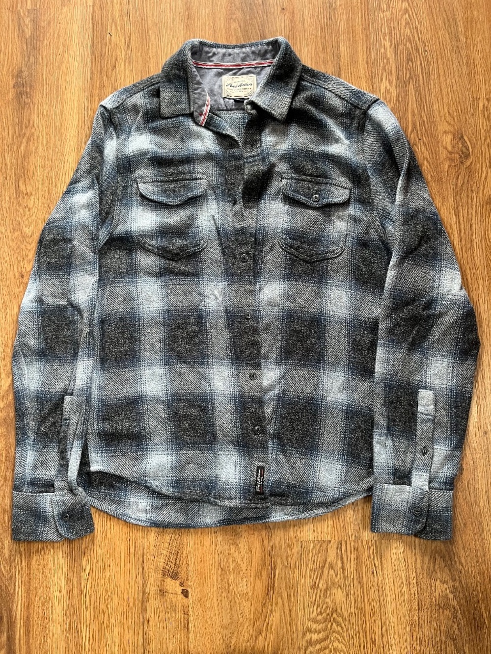 Flag and Anthem Blue plaid button up